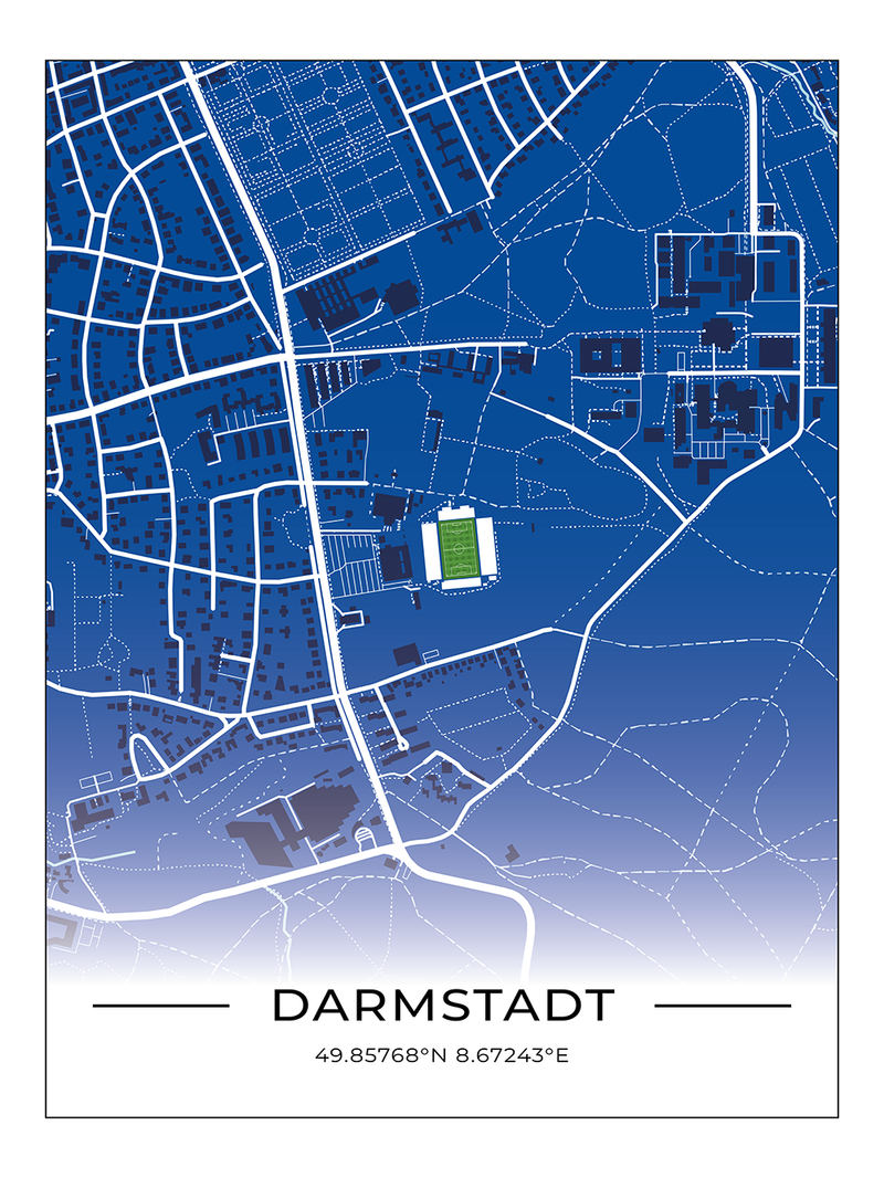 Stadion Poster Darmstadt, Stadion Karte Darmstadt, Fußball Karte ...