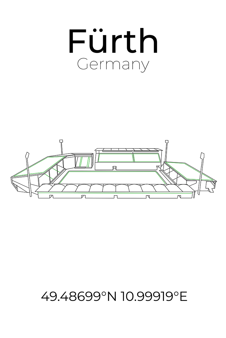 Stadion Poster Fürth, Line Art Print