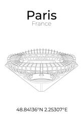 Stadion Poster Paris, Line Art Print