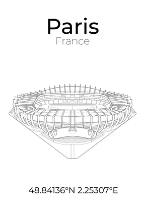 Stadion Poster Paris, Line Art Print