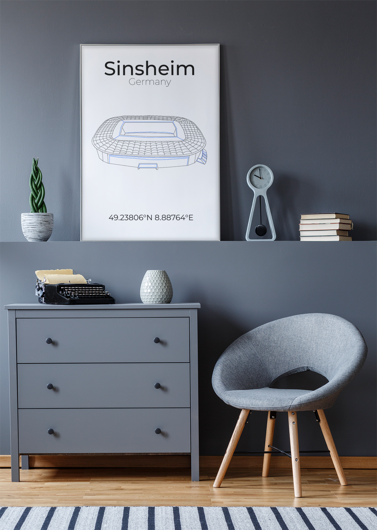 Stadion Poster Sinsheim, Line Art Print