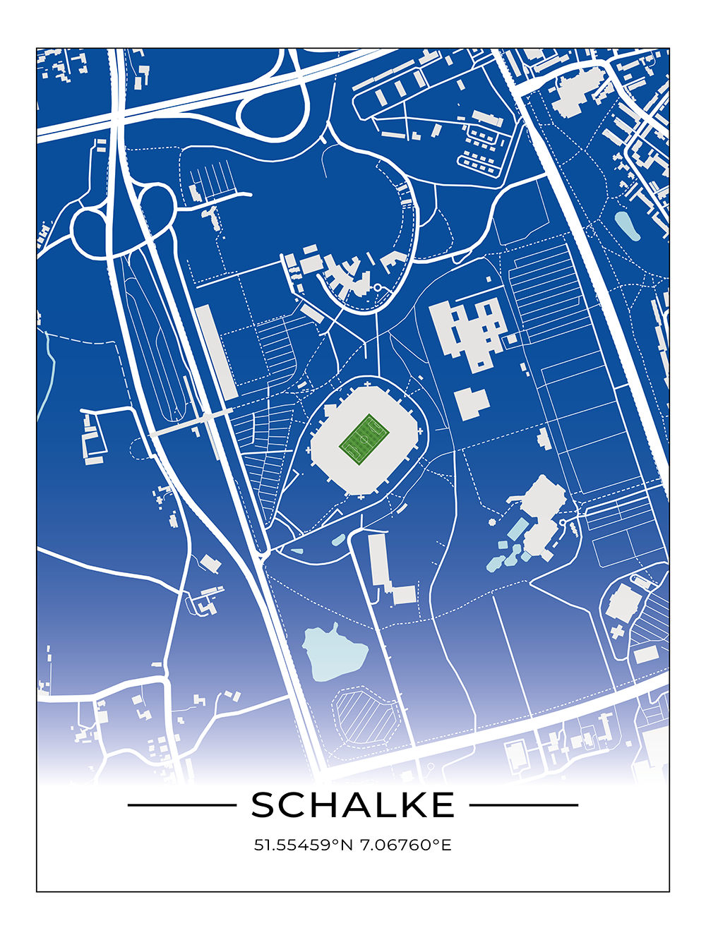 Stadion Poster Gelsenkirchen, Fußball Karte Schalke, Fußball Poster