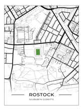 Stadion Poster Rostock, Fußball Karte, Fußball Poster