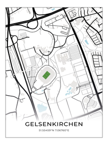 Stadion Poster Gelsenkirchen, Fußball Karte Schalke, Fußball Poster