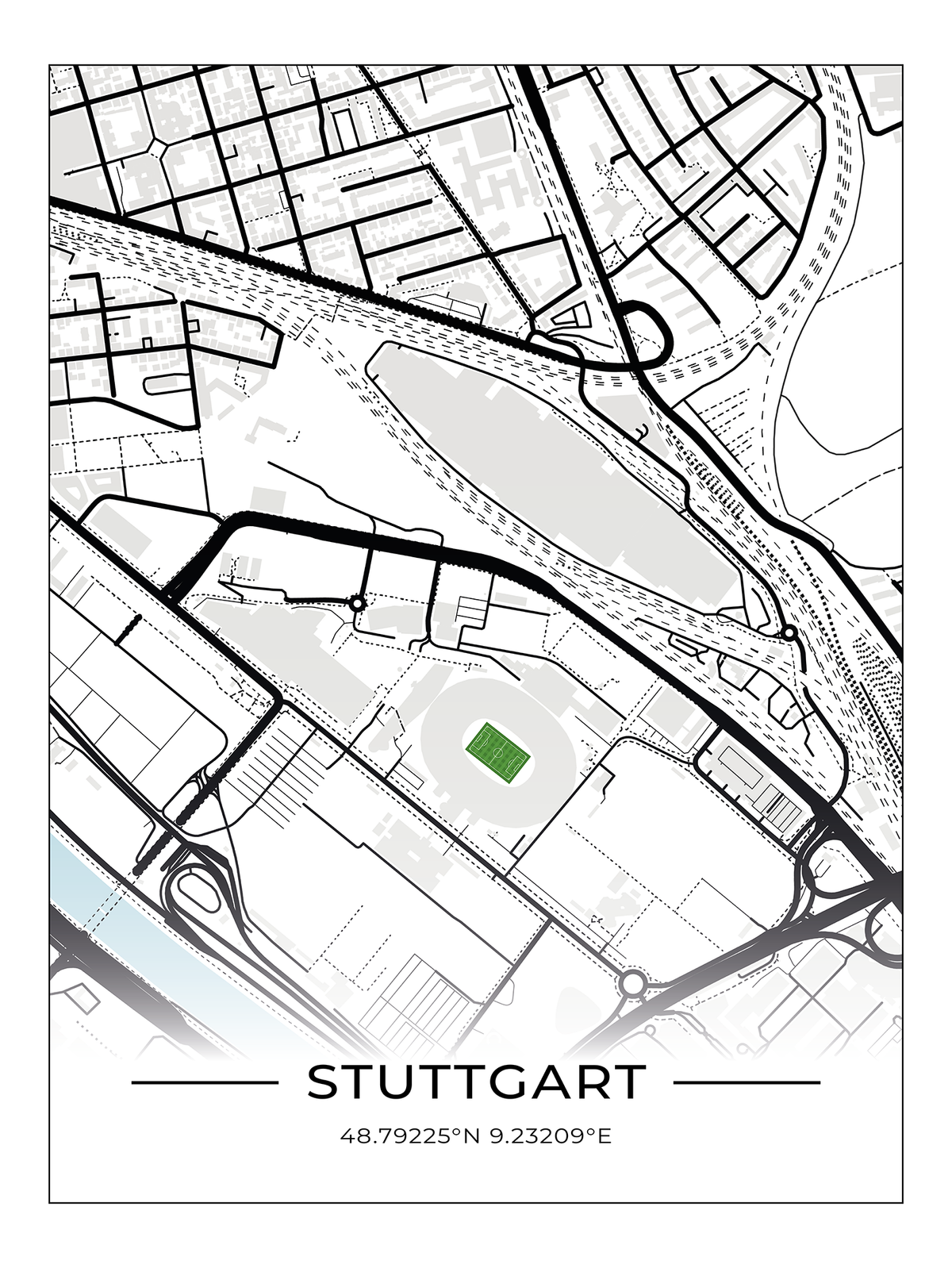 Stadion Poster Stuttgart, Fußball Karte, Fußball Poster