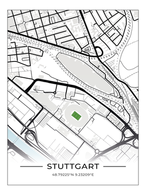 Stadion Poster Stuttgart, Fußball Karte, Fußball Poster